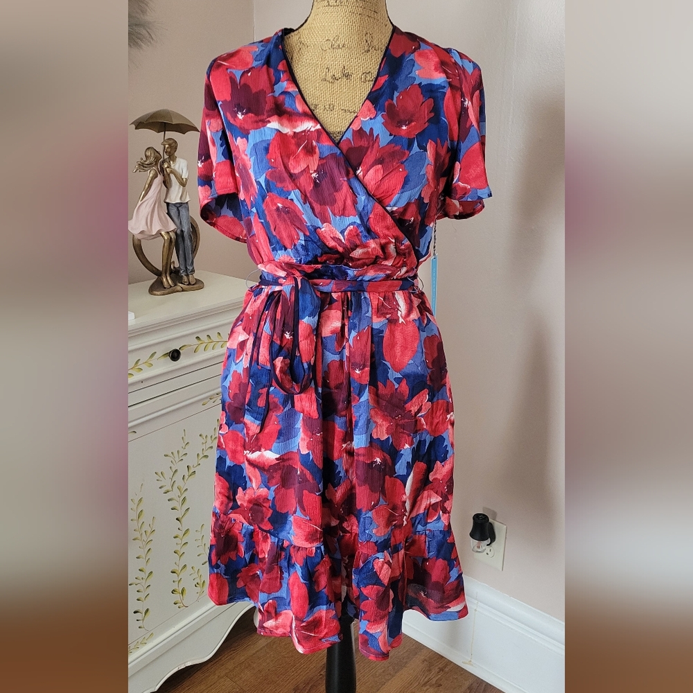 Draper James Red and Blue Floral Midi Dress